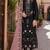 Black embroidered faux georgette semi stitched salwar suit