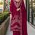 Red velvet semi stitched suit with embroidery codding work