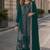 Teal velvet semi stitched suit with embroidery sequence work