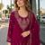 Red velvet semi stitched suit with embroidery codding work