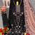 Black embroidered faux georgette semi stitched salwar suit