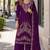 Maroon velvet semi stitched suit with embroidery codding work
