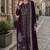Purple velvet semi stitched suit with embroidery sequence work