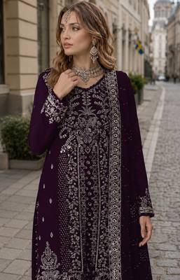 Purple velvet suit with embroidery sequin work 2