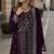 Purple velvet semi stitched suit with embroidery sequence work