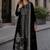 Black velvet semi stitched suit with embroidery sequence work