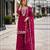 Red chinon free size stitched plazzo suit with embroidered & bearts work