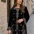 Black velvet semi stitched suit with embroidery sequence work