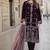 Purple velvet semi stitched suit with embroidery sequence work