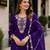 Violet chinon free size stitched plazzo suit with embroidered & bearts work