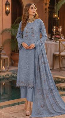 Light blue fox georgette embroidered salwar suit 1