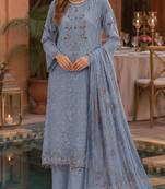 Light blue fox georgette embroidered semi stitched salwar suit