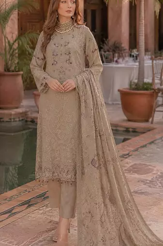 Brawon fox georgette embroidered semi stitched salwar suit