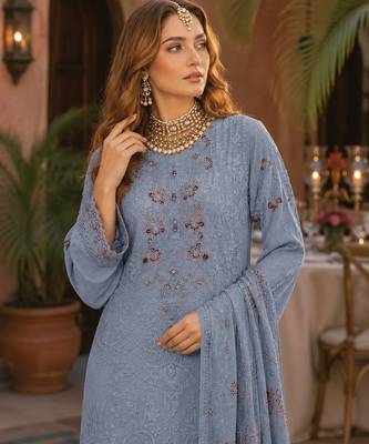 Light blue fox georgette embroidered salwar suit 2