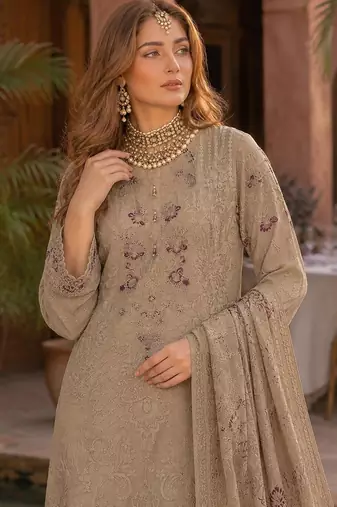 Brawon fox georgette embroidered semi stitched salwar suit