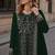 Green velvet semi stitched suit with embroidery sequence work