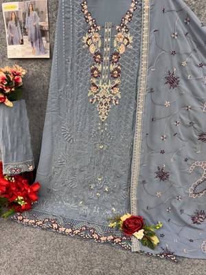 Light blue fox georgette embroidered salwar suit 3