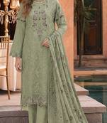 Light sea green fox georgette embroidered semi stitched salwar suit