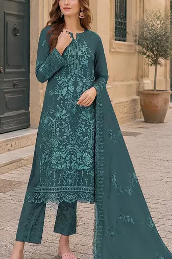 Blue fox georgette semi stitched suit with embroidery sequence work