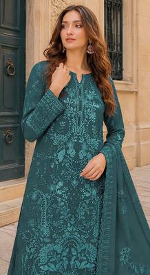 Blue fox georgette suit with embroidery sequin work 2