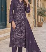 D lavender fox georgette semi stitched suit with embroidery sequence work