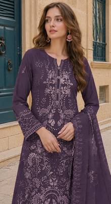 D lavender fox georgette suit with embroidery sequin work 2