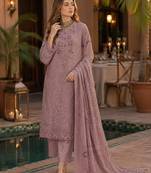 Light pink fox georgette embroidered semi stitched salwar suit