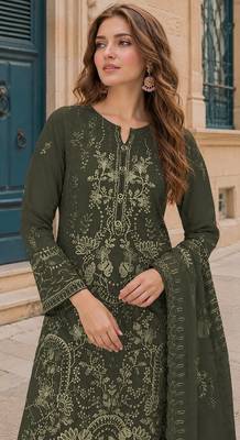 Mehendi fox georgette suit with embroidery sequin work 2
