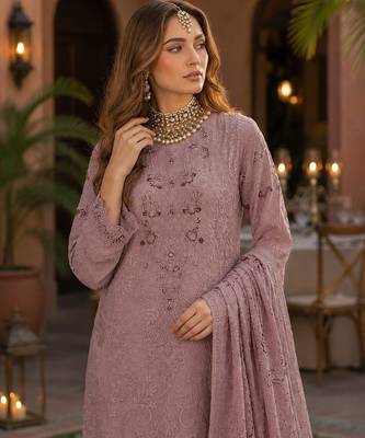 Light pink fox georgette embroidered salwar suit 2