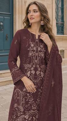 Maroon fox georgette suit with embroidery sequin work 2