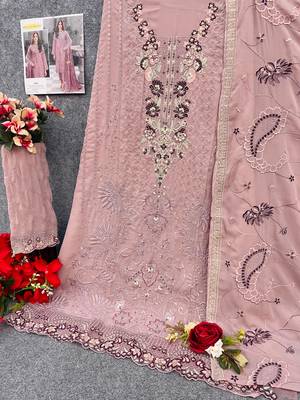 Light pink fox georgette embroidered salwar suit 3
