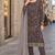 Dark grey embroidered faux georgette semi stitched salwar suit