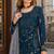Teal embroidered faux georgette semi stitched salwar suit