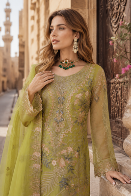 Lemon embroidered faux georgette salwar suit 2