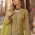 Lemon embroidered faux georgette semi stitched salwar suit