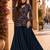 Blue chinon embroidered with squence work free size salwar suit