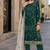 Teal green embroidered faux georgette semi stitched salwar suit