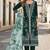 D green slub cotton semi stitched suit with embroidered mutlri work