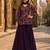 Purpul chinon embroidered with squence work free size salwar suit