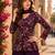 Purpul chinon embroidered with squence work free size salwar suit