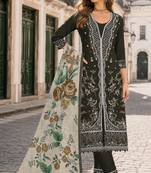 Mehendi slub cotton semi stitched suit with embroidered mutlri work