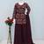 Purpul chinon embroidered with squence work free size salwar suit