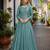 Teal green embroidered vichitra silk free size stitched anarkali suit