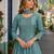 Teal green embroidered vichitra silk free size stitched anarkali suit