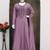 Levender embroidered vichitra silk free size stitched anarkali suit