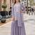 Lavender faux georgette semi stitched suit with embroidery cotton thread & sequence work
