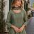 Light olive embroidered vichitra silk free size stitched anarkali suit