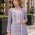Lavender faux georgette semi stitched suit with embroidery cotton thread & sequence work