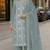 Sea green faux georgette semi stitched suit with embroidery & sequence work
