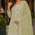 Green faux georgette semi stitched suit with embroidery & sequence work
